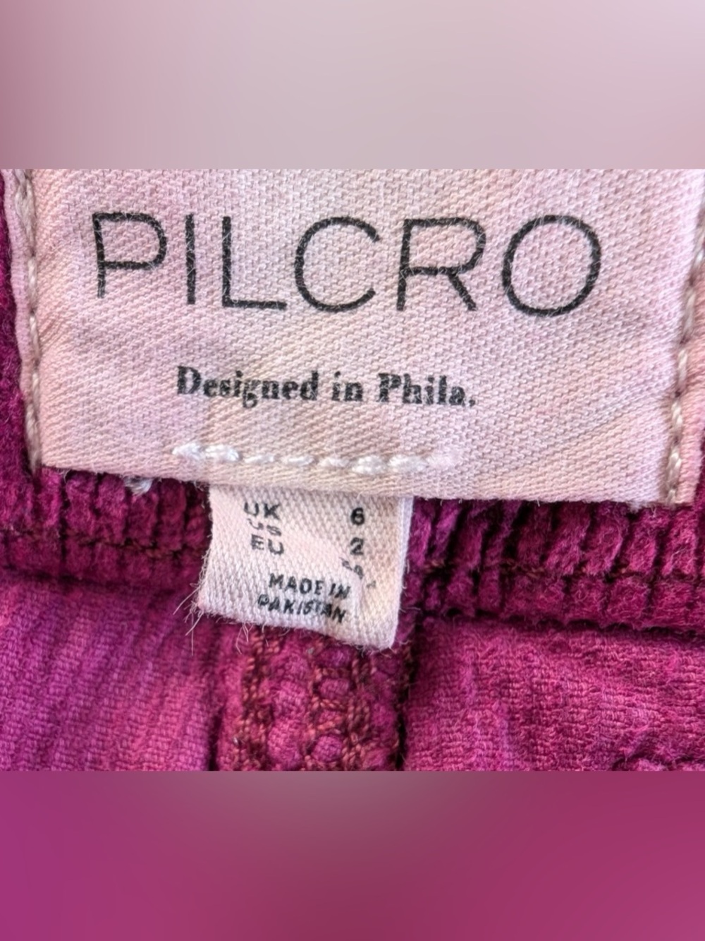 Anthropologie Pilcro The Madi Front Slit Corduroy Skirt Dark Fuschia Size 2 - Picture 5 of 10